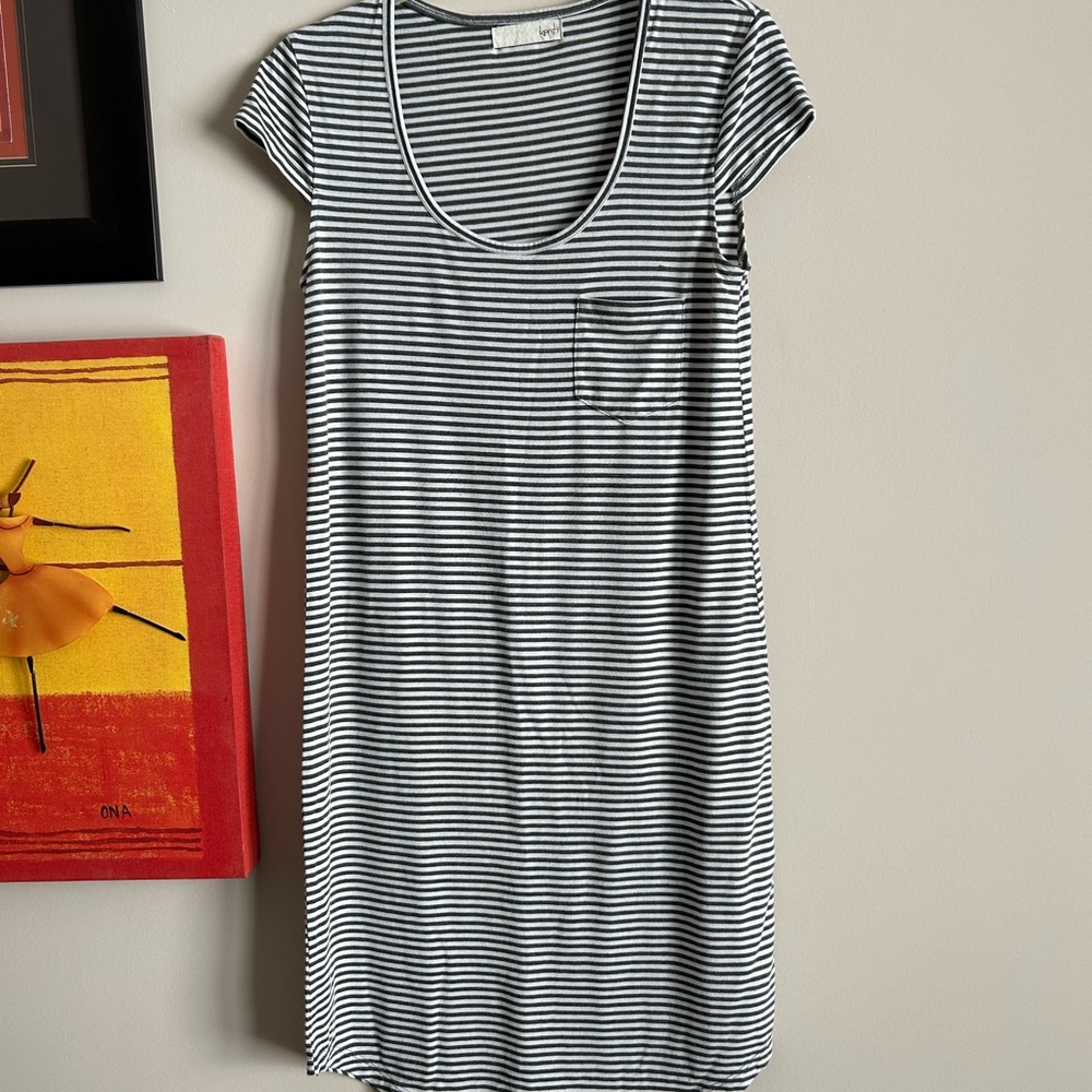 Kersh Black and White Striped Midi Dress